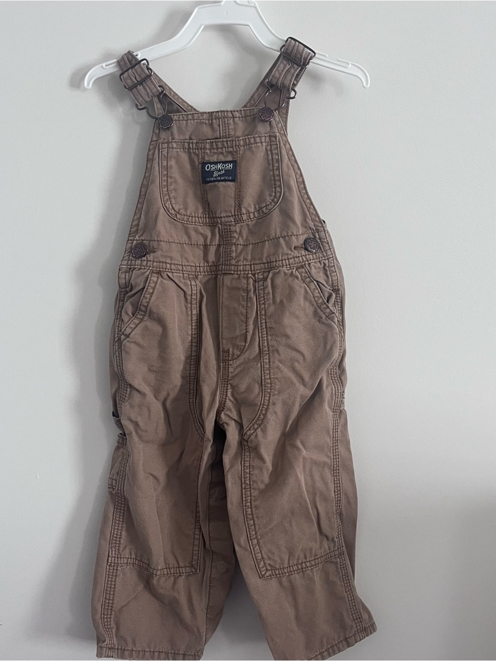 OshKosh B'gosh Tan Cargo-Style Kids Overalls 18m Baby Boy